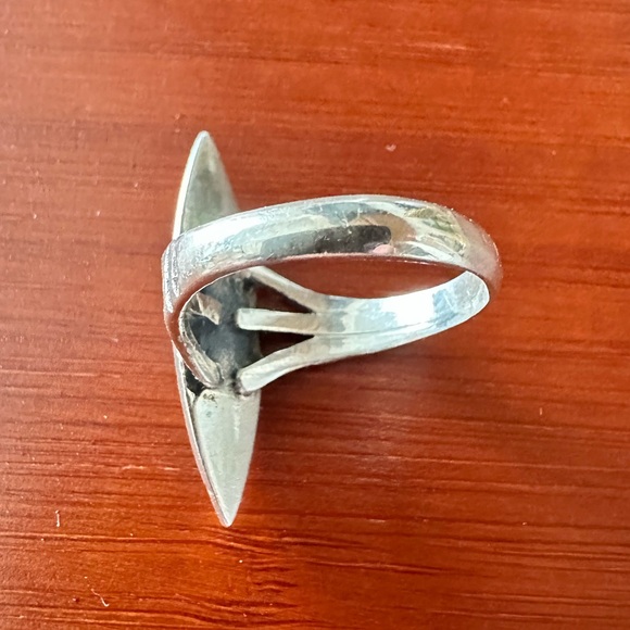 Blue Turquoise Inlay and Silver Ring Zuni Inlay Unisex Style 8.5 - Picture 8 of 9